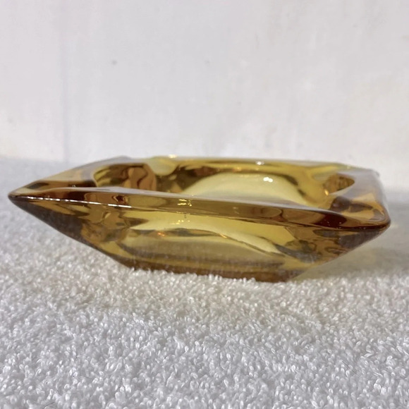 Vintage Amber Glass 3 Square Nesting Ashtrays  Trinket Dishes - Picture 12 of 15